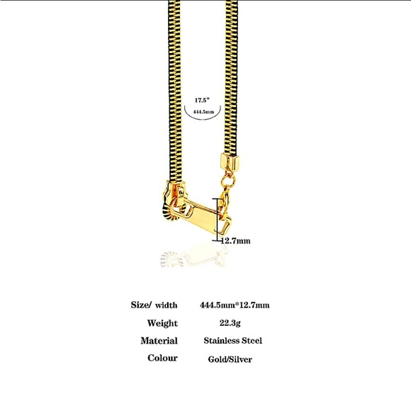 Gold Zipper Up Punk Minimalist Versatile Choker Necklace - Picture 10 of 11